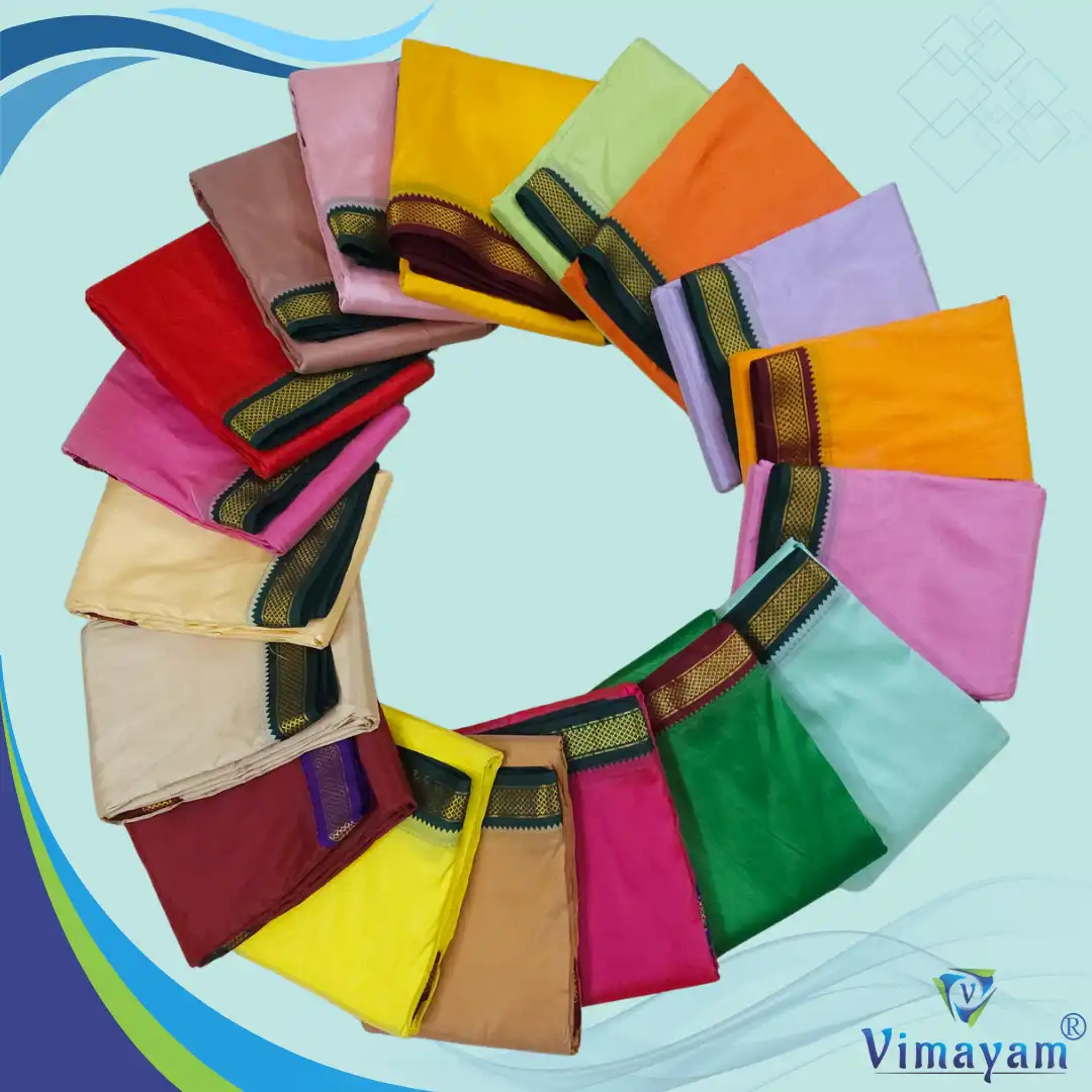 ART SILK COLOUR DHOTIES – SILK DHOTIES | Vimayam Dhoties